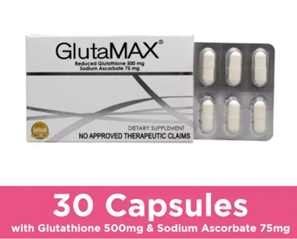 Close-up of GlutaMAX capsules highlighting antioxidant protection and easy daily use.