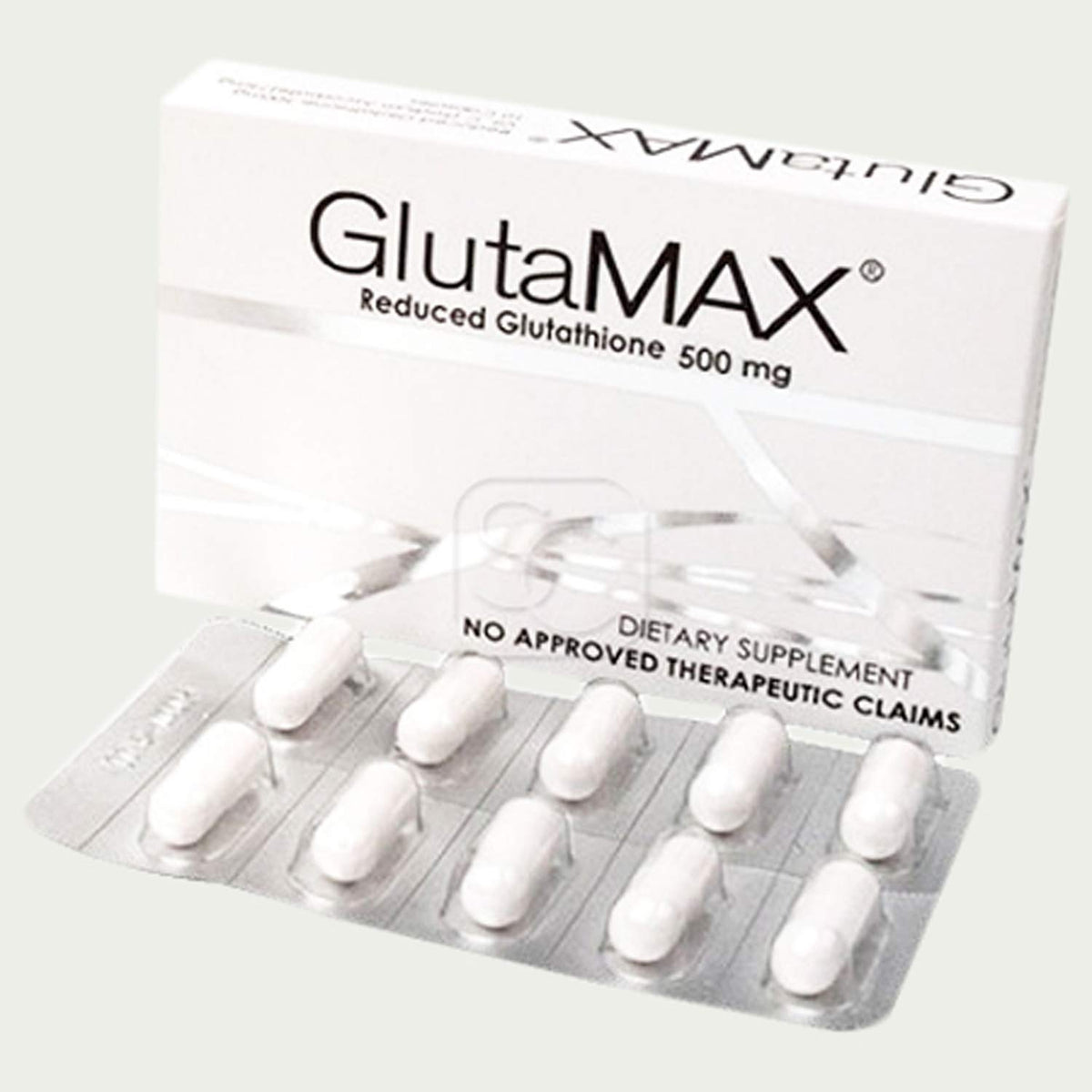 GlutaMAX skin whitening capsules bottle, supporting radiant skin daily.