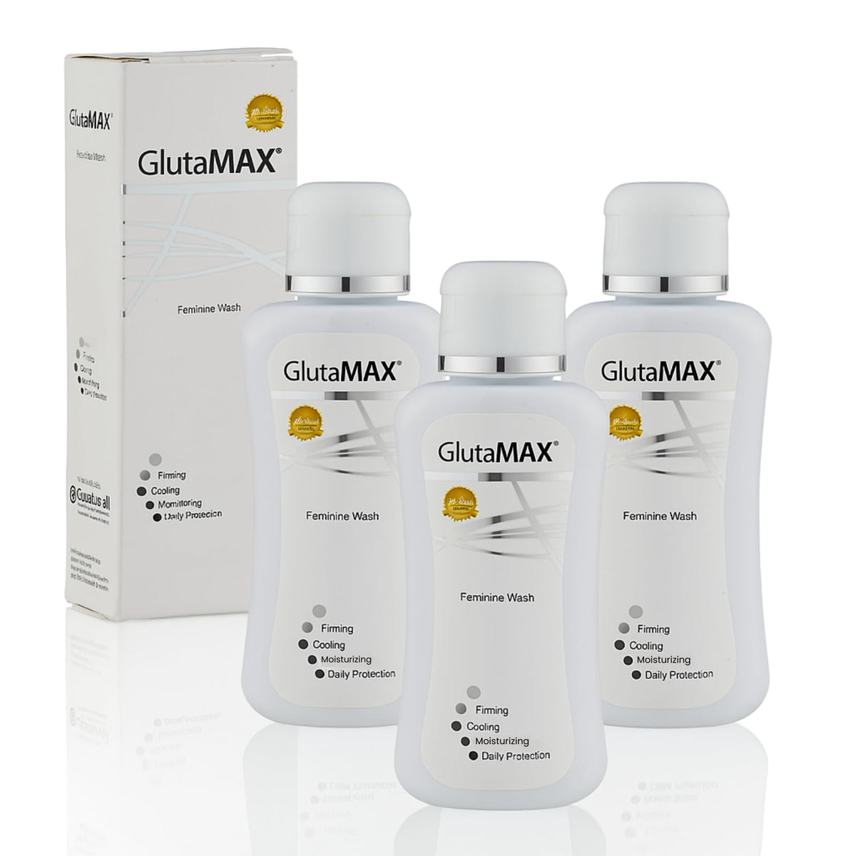 GlutaMAX Tone and Firm Wash bottle ready for travel, offering daily freshness.