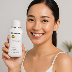 GlutaMAX travel-size packaging signals convenient daily hygiene on the go.