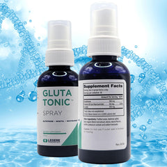 Close-up of hand dispensing Glutatonic Legere spray.