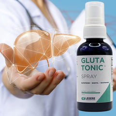 Glutatonic Legere packaging with bottle on a clean surface.