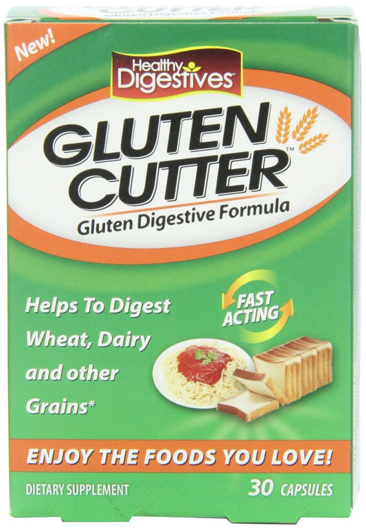Gluten Cutter pack of 3 boxes shown from the front for easy gluten digestion support.