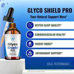 Glyco Shield Drops label highlights all natural formula and benefits.