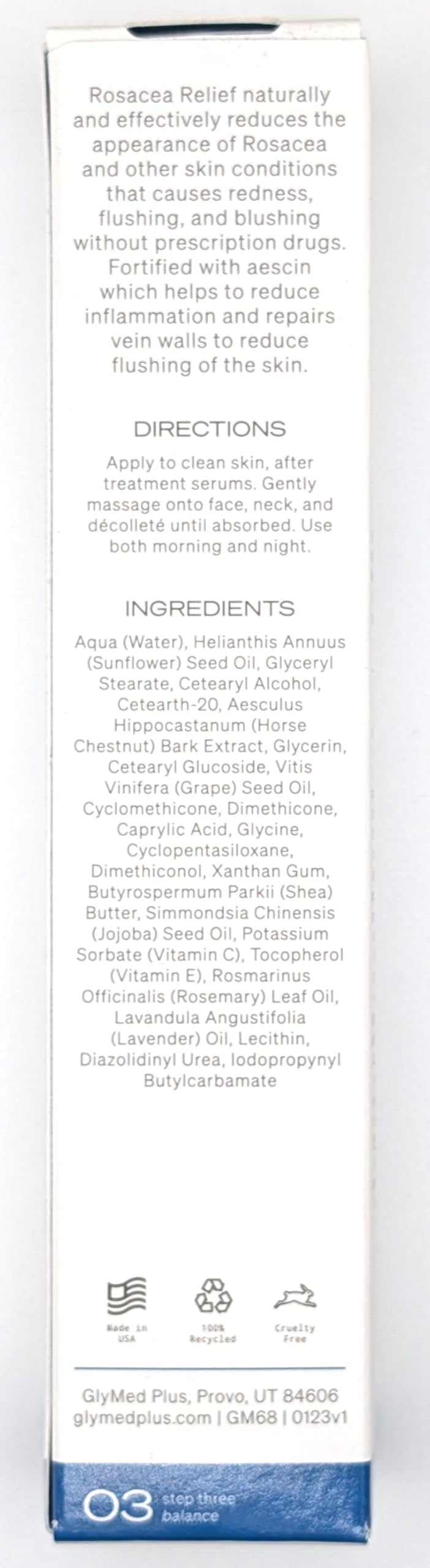 GlyMed Plus Cell Science Rosacea Relief jar, gentle formulation for daily sensitive-skin care.