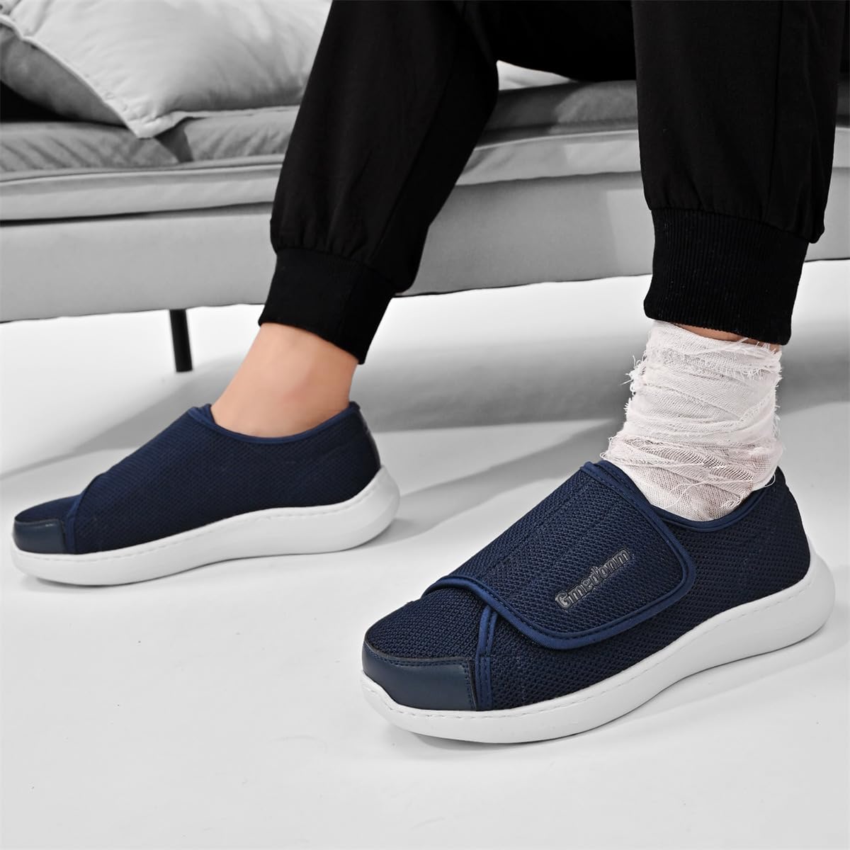Gmedonm wide-width shoes showing adjustable vamp for a personalized fit.