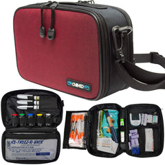GMS ChillMed Elite travel case with organized diabetic supplies.