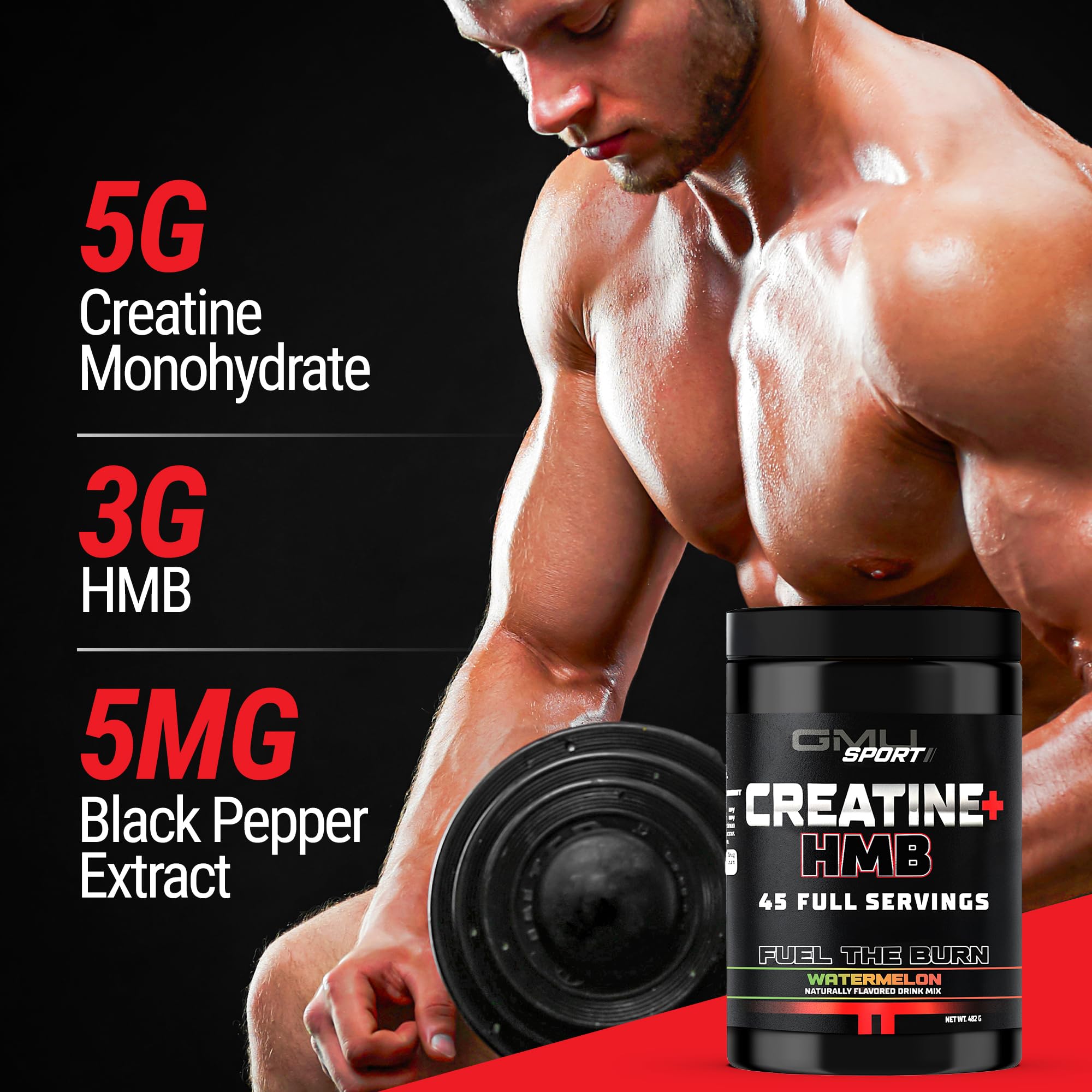 GMU SPORT Creatine 2.0 label closeup shows purity.