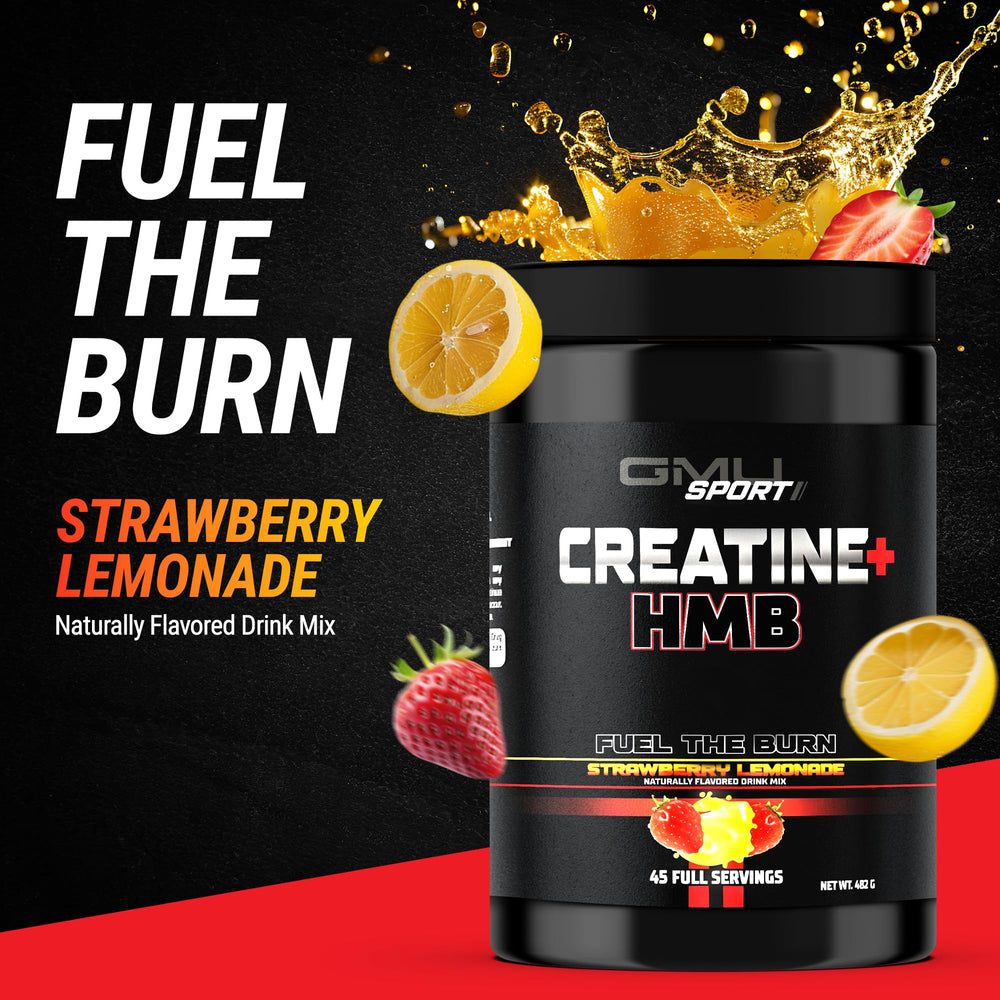 GMU SPORT Creatine 2.0 nutrition label highlights gluten-free and low sugar