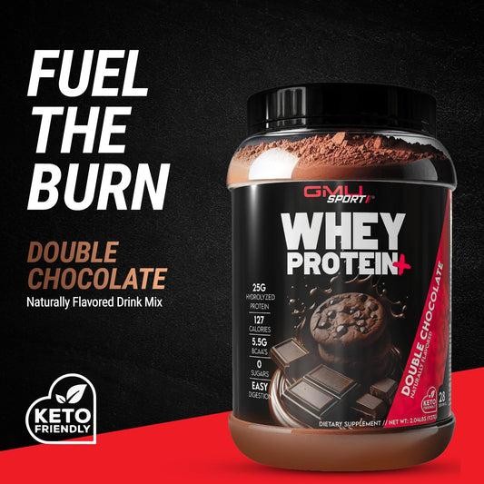 GMU SPORT Whey Protein+ scoop demonstrates easy portion control for post-workout fueling.