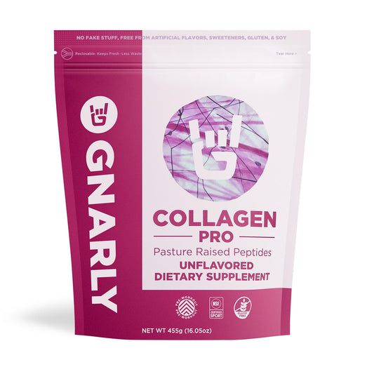 Gnarly Collagen Pro unflavored powder ready to blend.