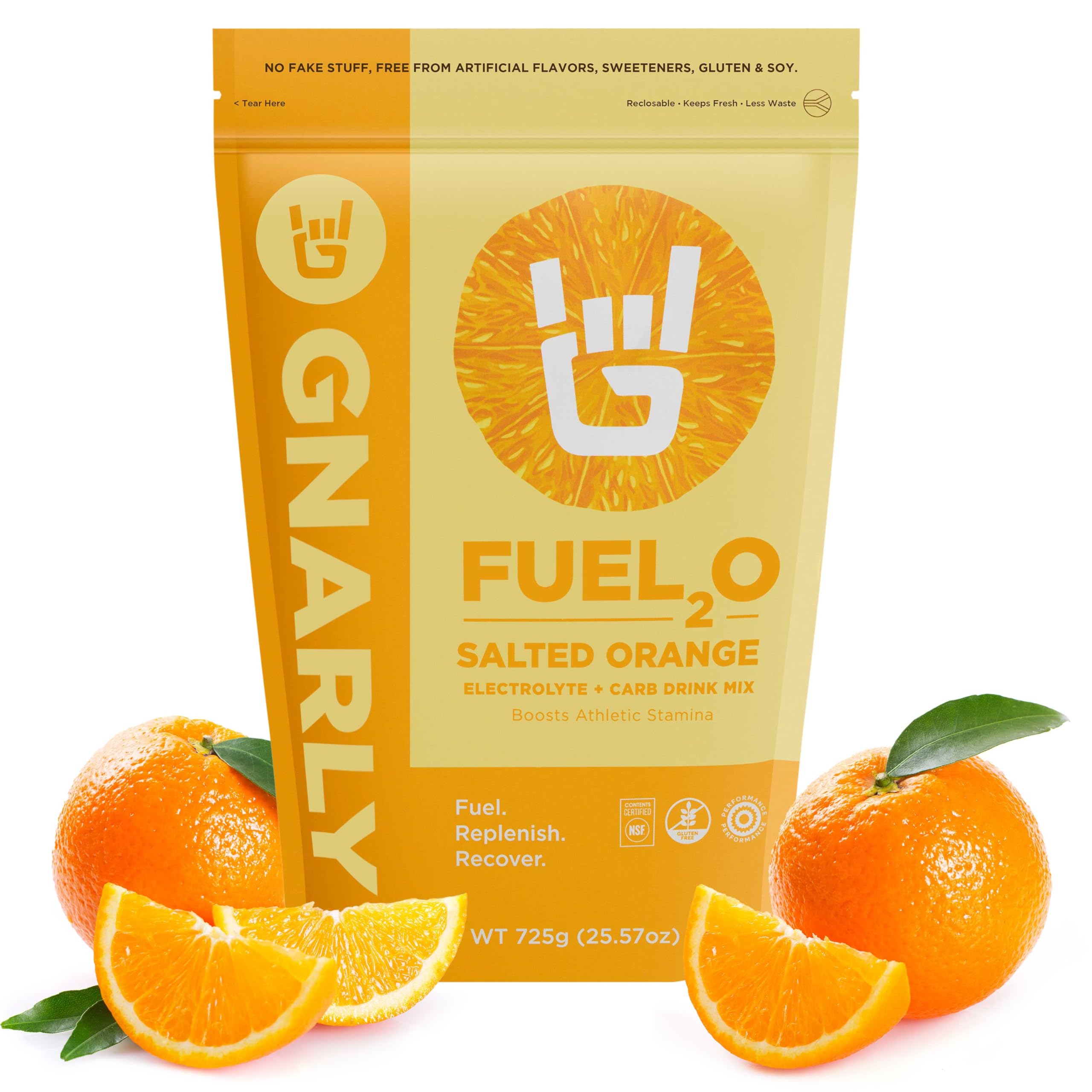 Gnarly Fuel2O Salted Orange tub front view for endurance hydration and energy