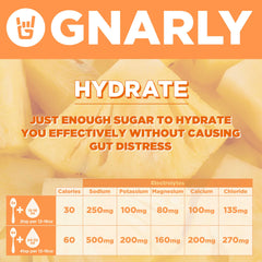 Gnarly Hydrate glass with ice ready for cooling hydration on the go.