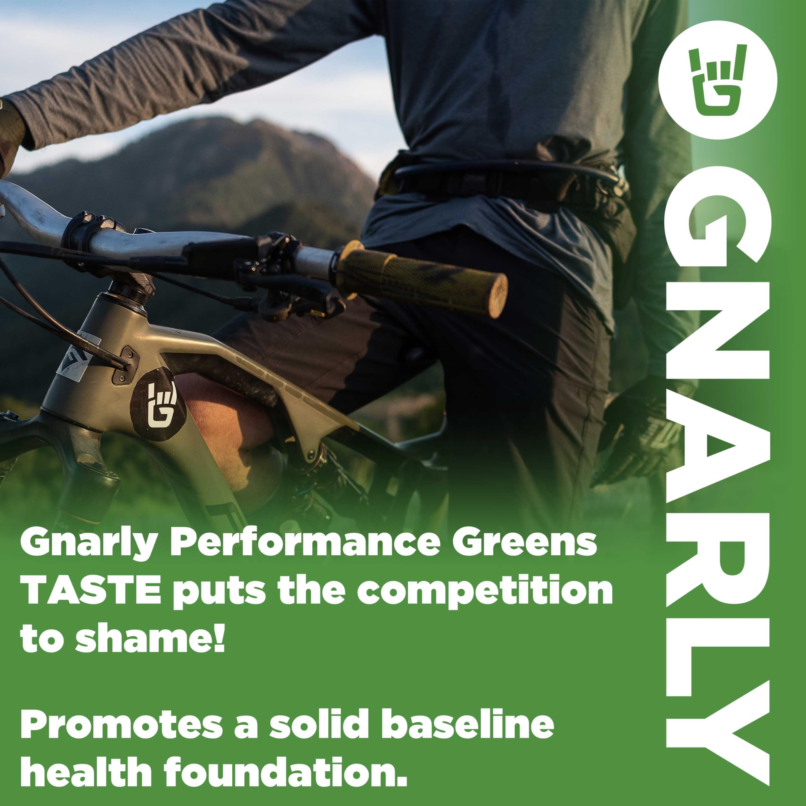 Gnarly Nutrition Greens Blueberry Acai ready-to-drink shake with vibrant color and texture.