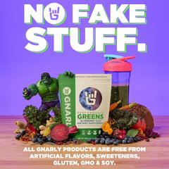 Gnarly Nutrition Greens with probiotics supporting gut-friendly daily routine.