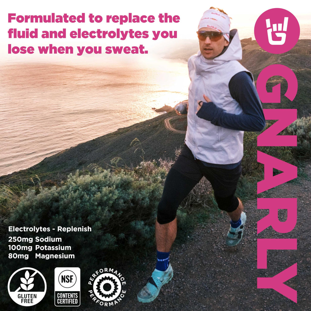 Gnarly Nutrition Hydrate bottle logo conveying quality and NSF certification.