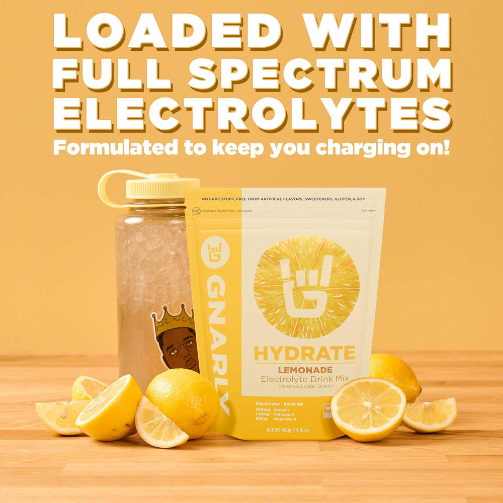 Gnarly Hydrate Lemonade scoop demonstrating precise dosing for hydration.