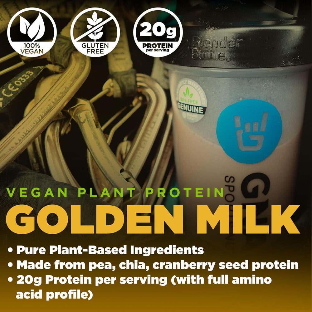 Pouring Gnarly Golden Milk into a glass for a cozy plant-based drink.