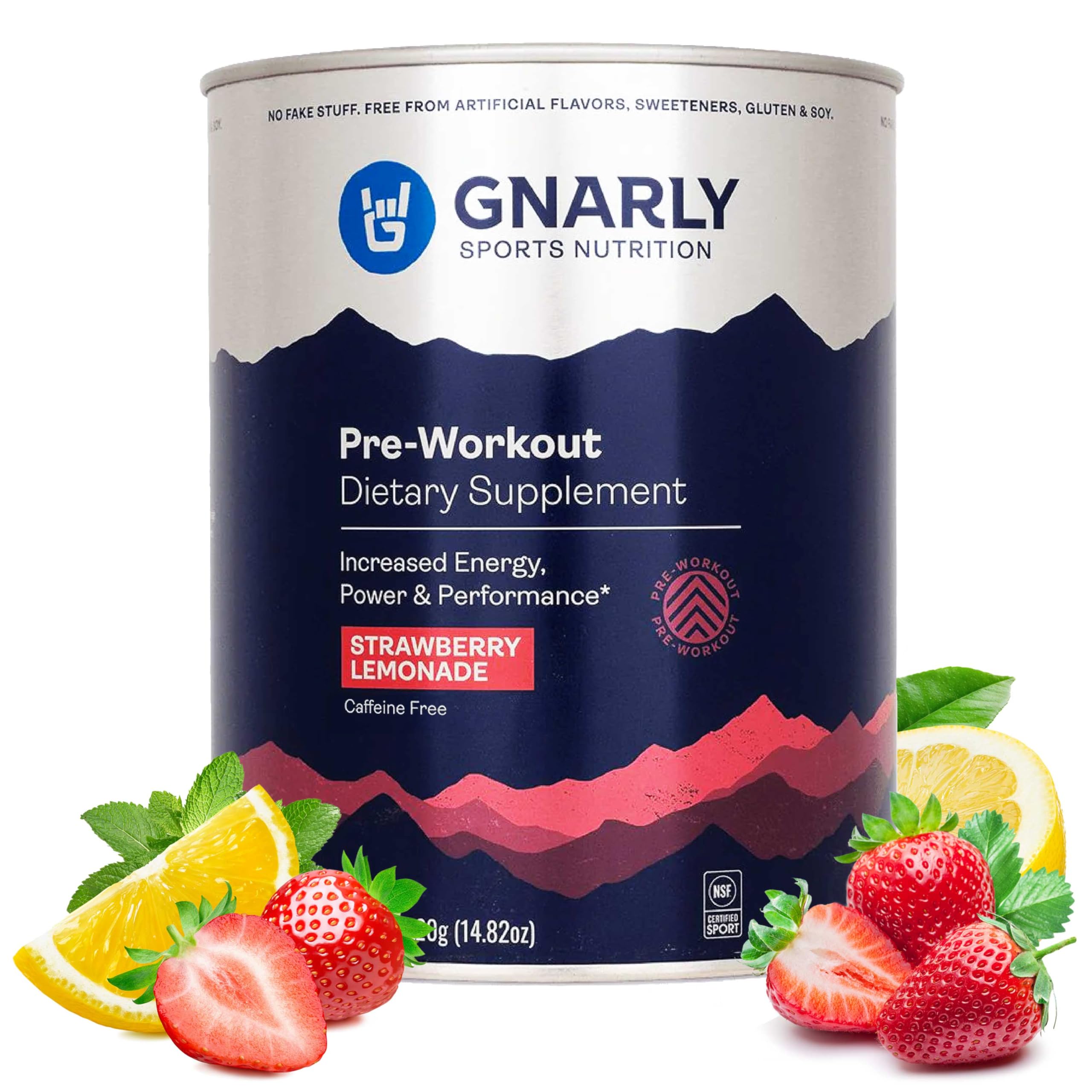 Gnarly Nutrition pre-workout Strawberry Lemonade bottle pour shows clean energy potential