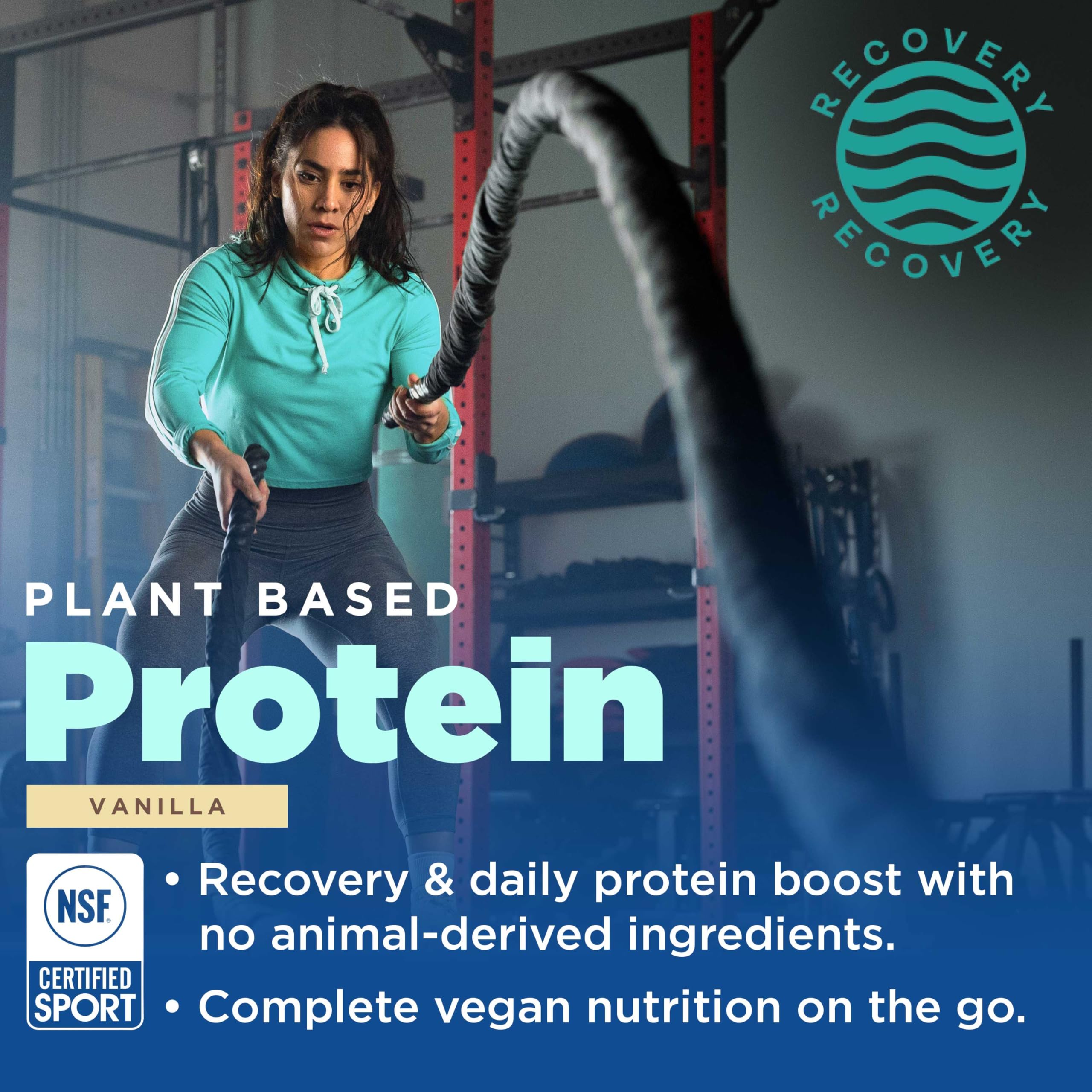 Gnarly Nutrition vegan protein vanilla scoop ready for easy mixing