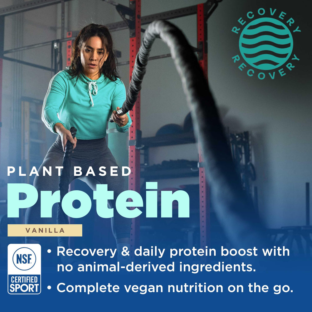 Gnarly Nutrition vegan protein vanilla scoop ready for easy mixing
