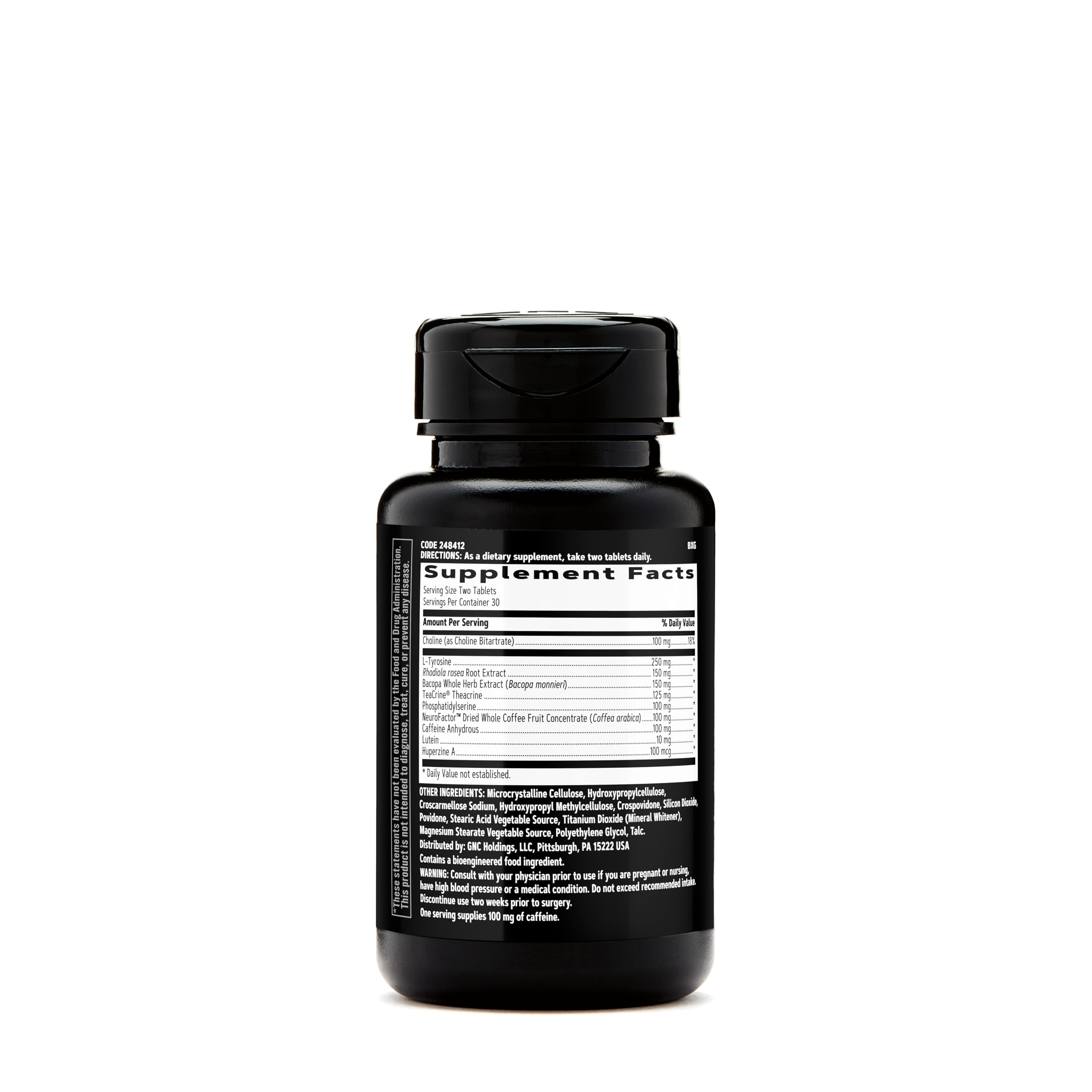 GNC AMP Amplified Focus tablet closeup highlights nootropic ingredients for mental performance