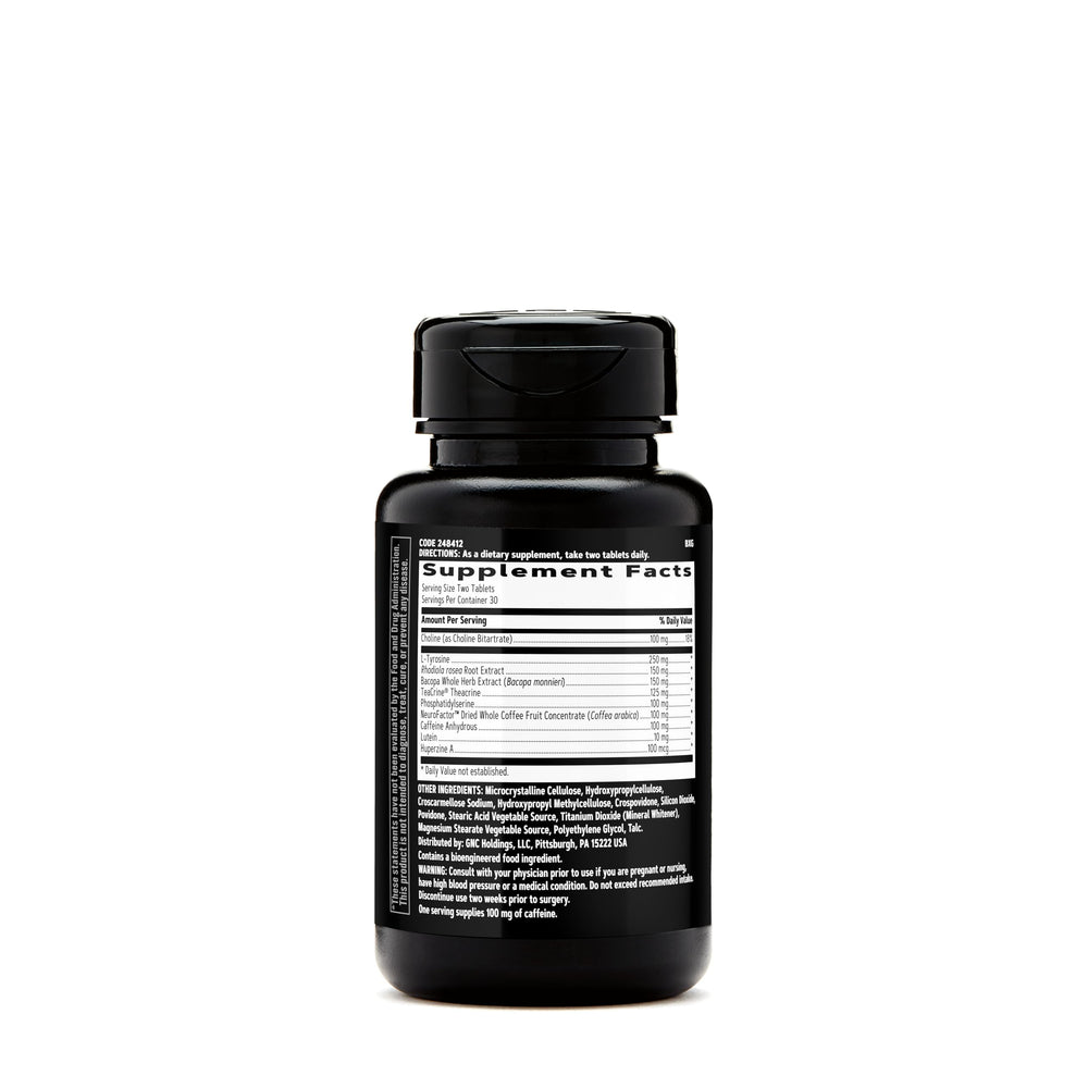 GNC AMP Amplified Focus tablet closeup highlights nootropic ingredients for mental performance