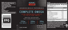GNC AMP Complete Omega label close-up emphasizing product details