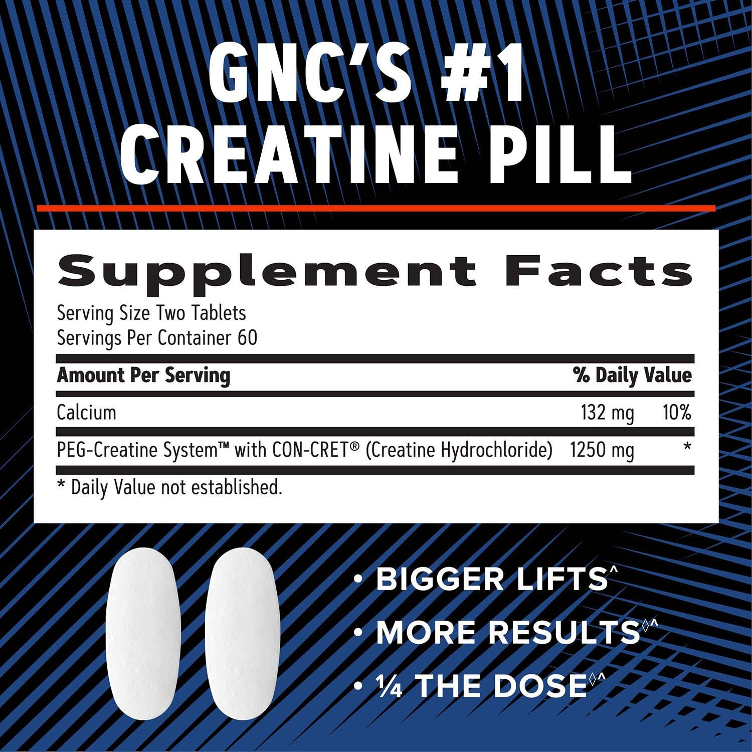 GNC AMP Creatine HCl 189 pills with measuring scoop ready for workouts.
