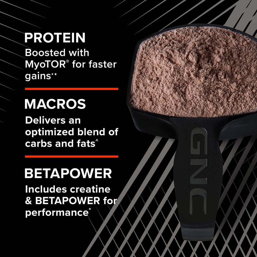 GNC AMP Mass XXX athlete lifting shows use during resistance training.