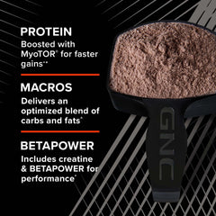 GNC AMP Mass XXX athlete lifting shows use during resistance training.