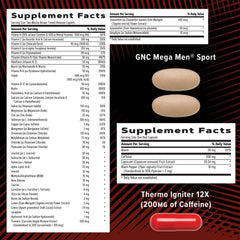 GNC AMP Men’s Ripped multivitamin label close-up for energy support.
