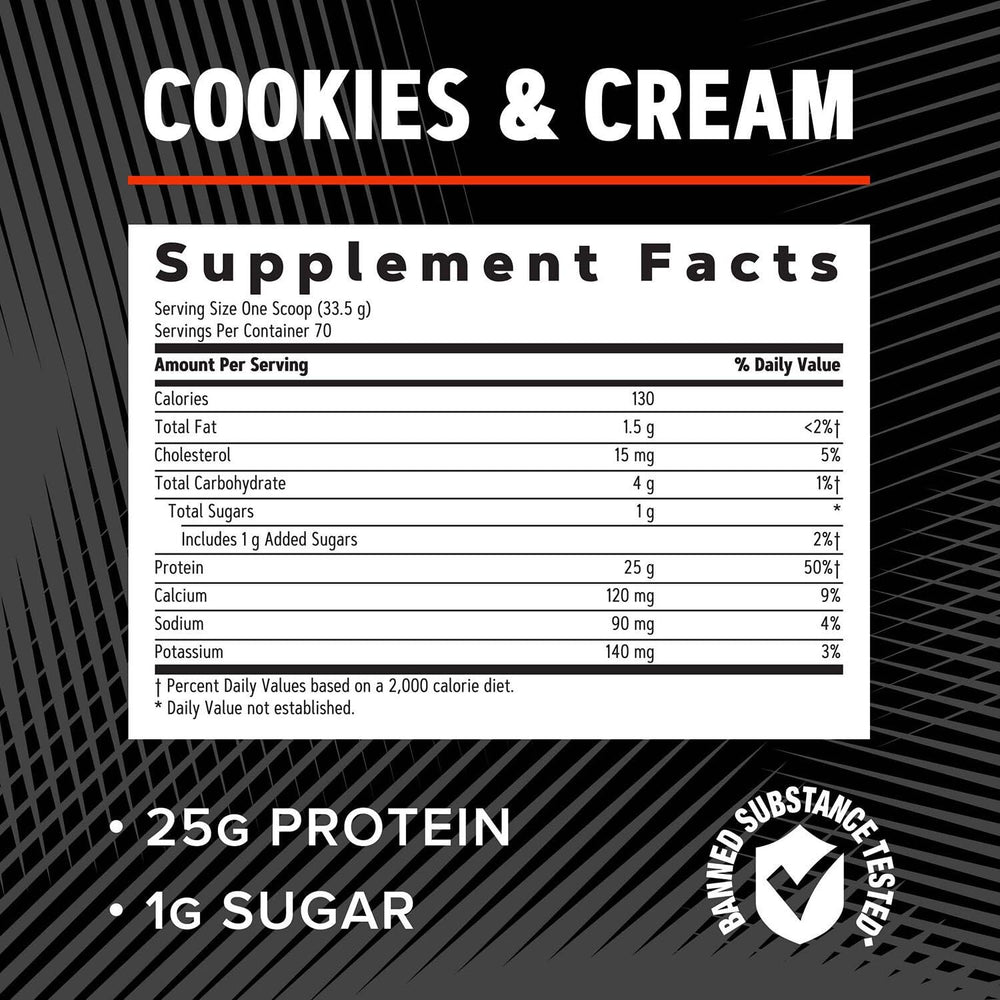 GNC AMP Pure Isolate Cookies and Cream label emphasizes purity and tested quality.