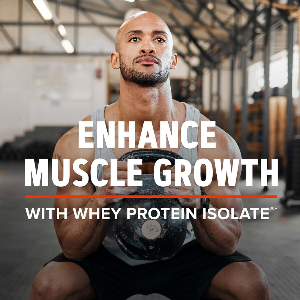 GNC AMP Pure Isolate Cookies and Cream tub back highlights nutrition and testing.