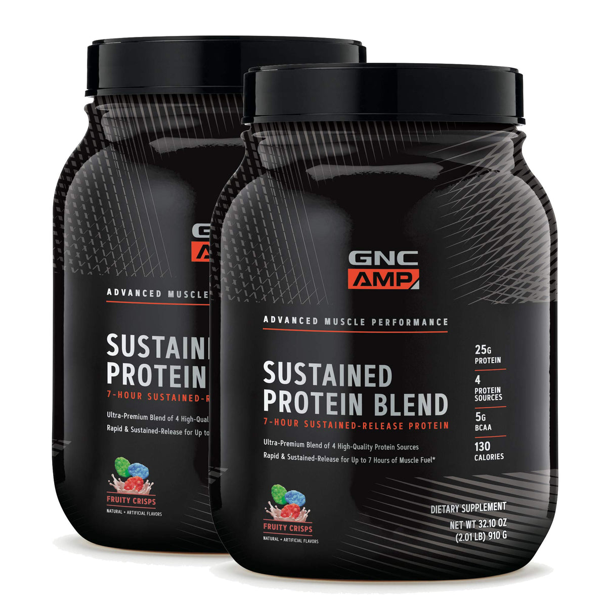 GNC AMP Sustained Protein Blend Cinnamon Toast tub ready for daily protein support