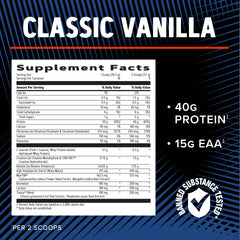 GNC AMP Wheybolic Alpha with MyoTor close-up of label highlighting BetaPower and Creatine.