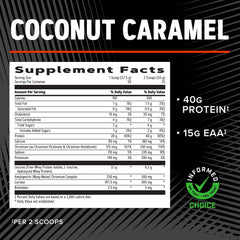 Serving size detail on GNC AMP Wheybolic coconut caramel label