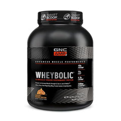 GNC AMP Wheybolic Creamy Peanut Butter tub front for convenient protein fueling