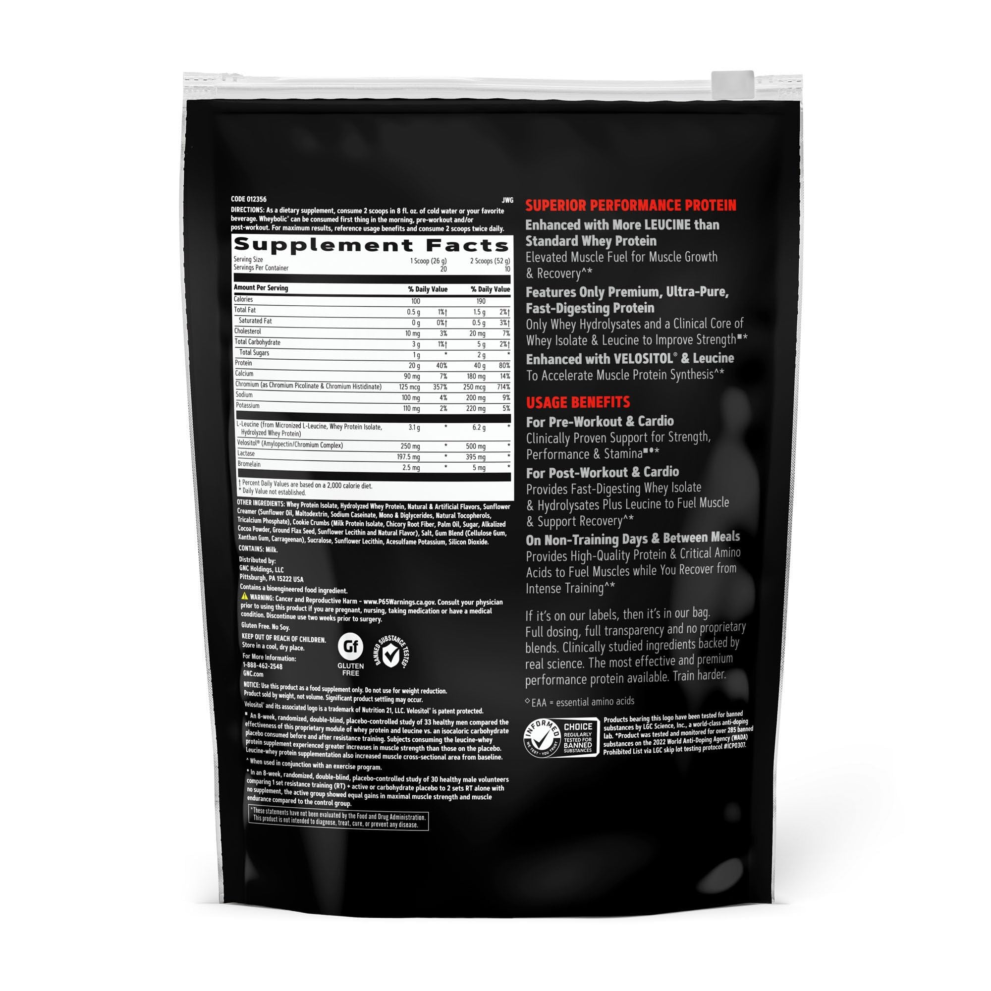 GNC AMP Wheybolic powder dispensed into a shaker
