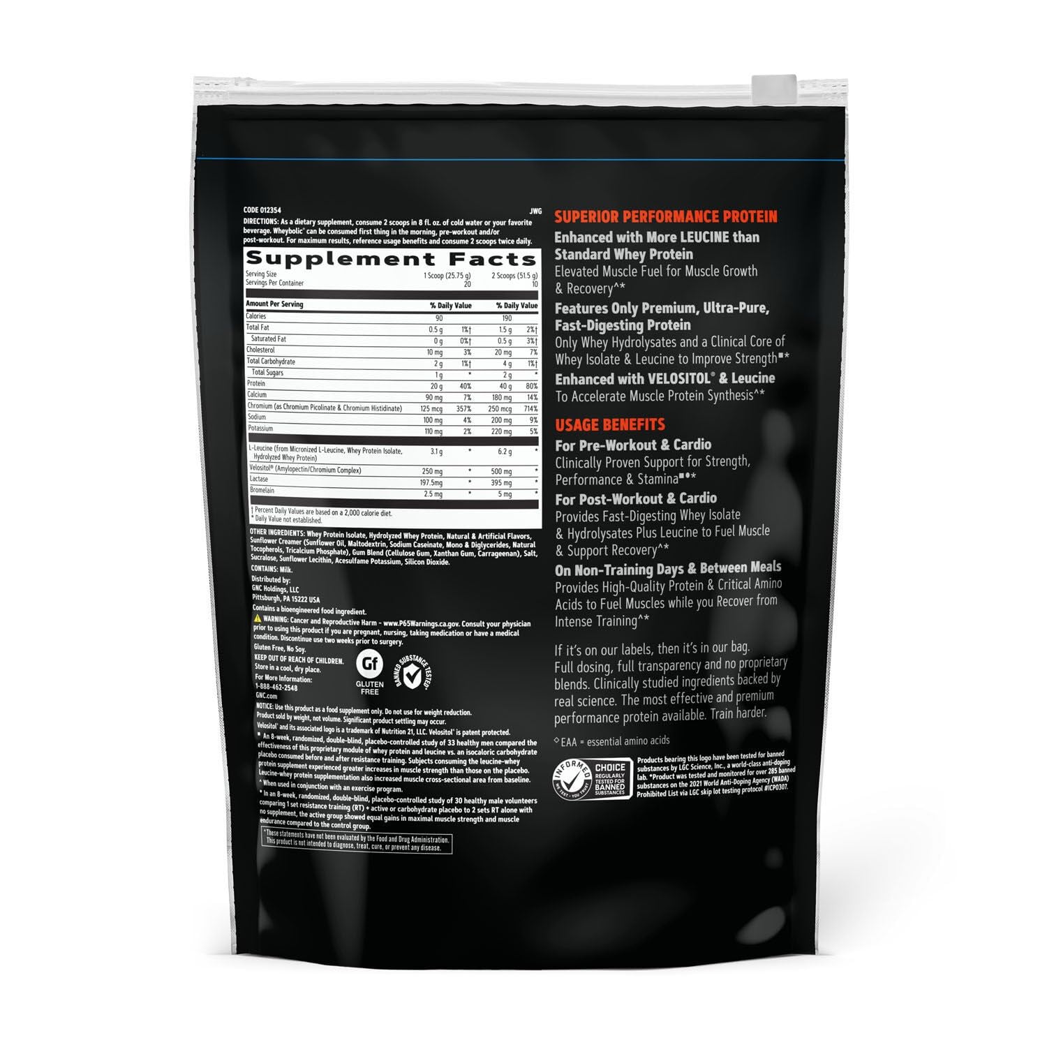 GNC AMP Wheybolic powder scoop ready for quick protein intake after training.