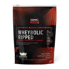 GNC AMP Wheybolic Ripped Classic Vanilla bottle front view showing lean muscle support