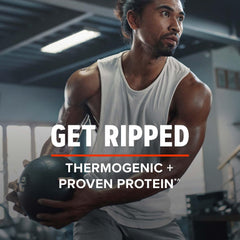 GNC AMP Wheybolic Ripped scoop dispensing for easy serving during workouts