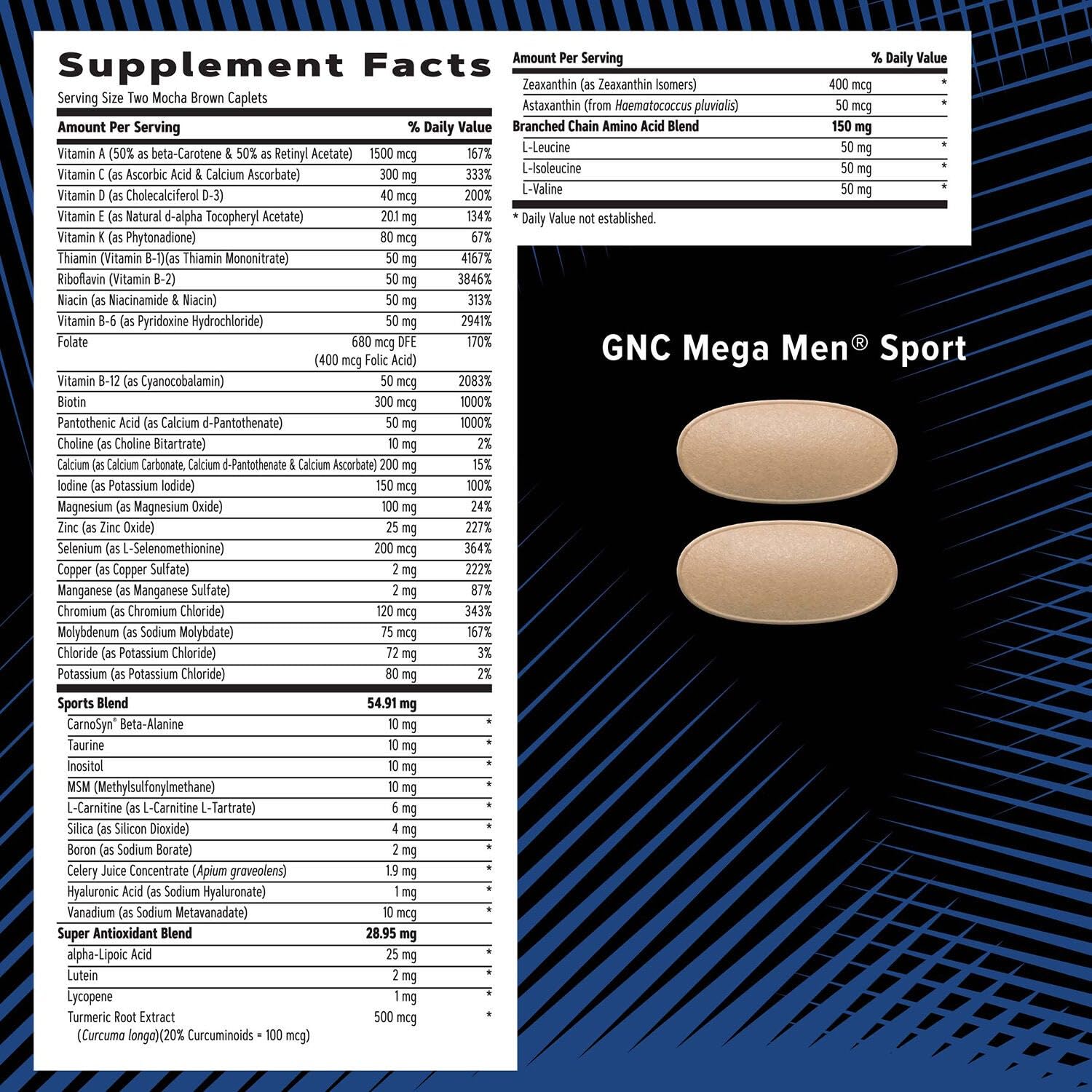 GNC AMP Multivitamin blend closeup with essential nutrients