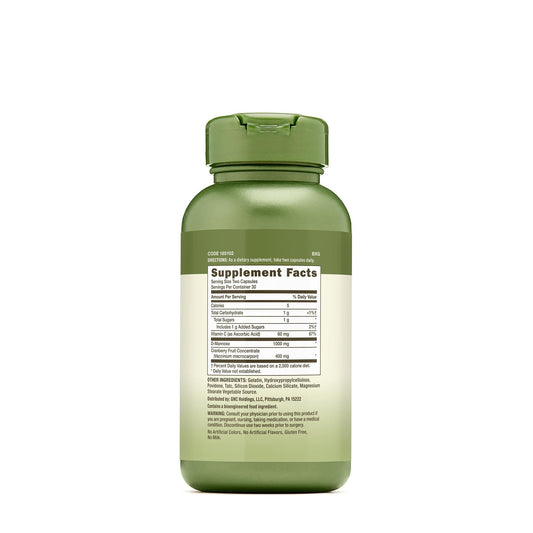 GNC Cranberry D-Mannose capsules closeup for natural urinary wellness