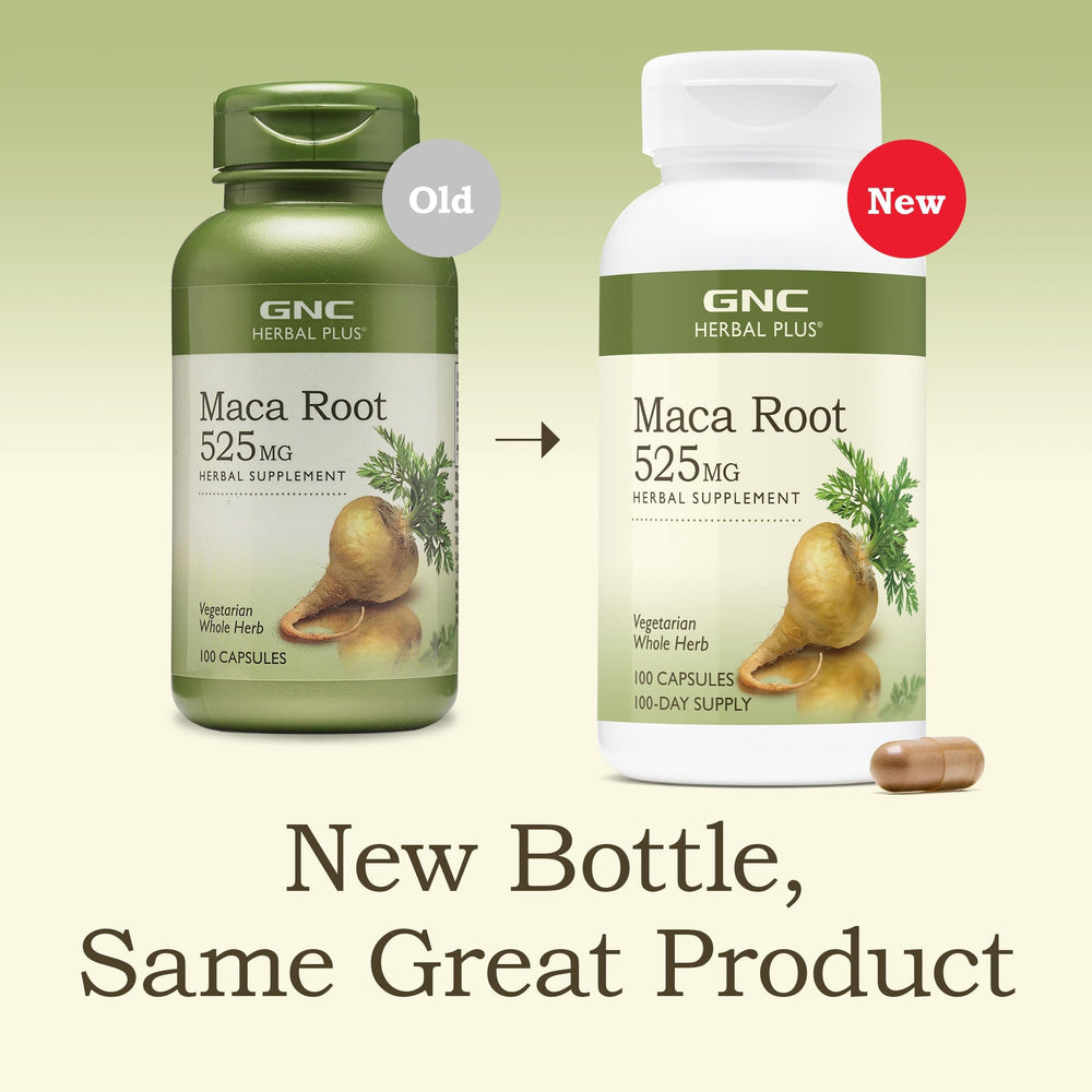 GNC Herbal Plus Maca Root packaging front communicates Peru origin