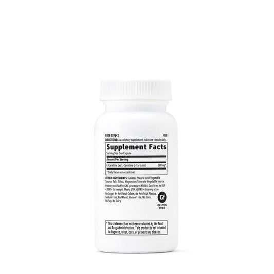 GNC L-Carnitine bottle back label with dose and ingredients