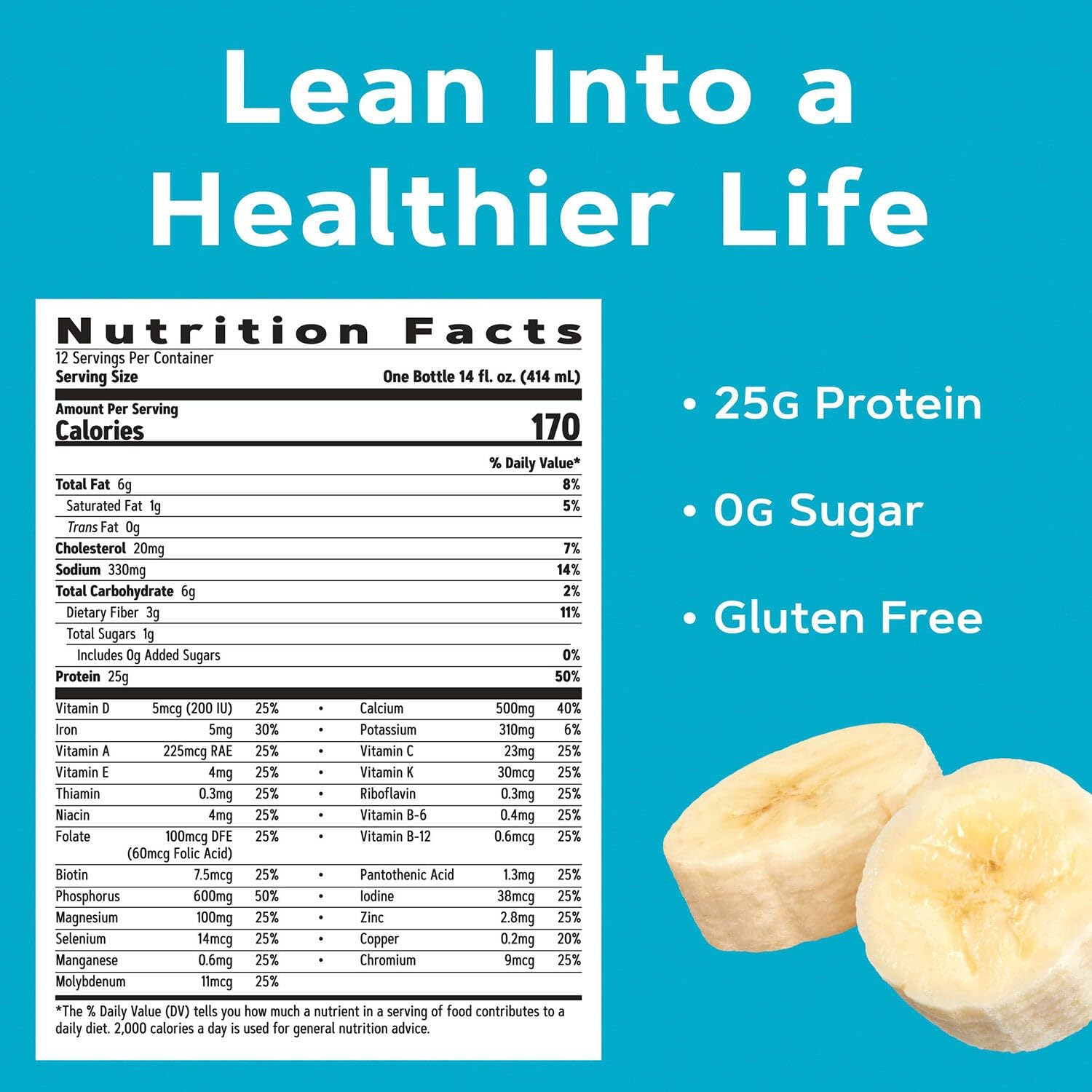 GNC Lean Shake 25 Banana Cream texture close-up shows creamy mouthfeel.