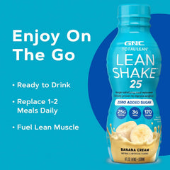 GNC Lean Shake 25 Banana Cream serving setup for a balanced daily routine.