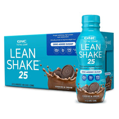 GNC Lean Shake 25 bottle front, ready-to-drink protein option for on-the-go meals