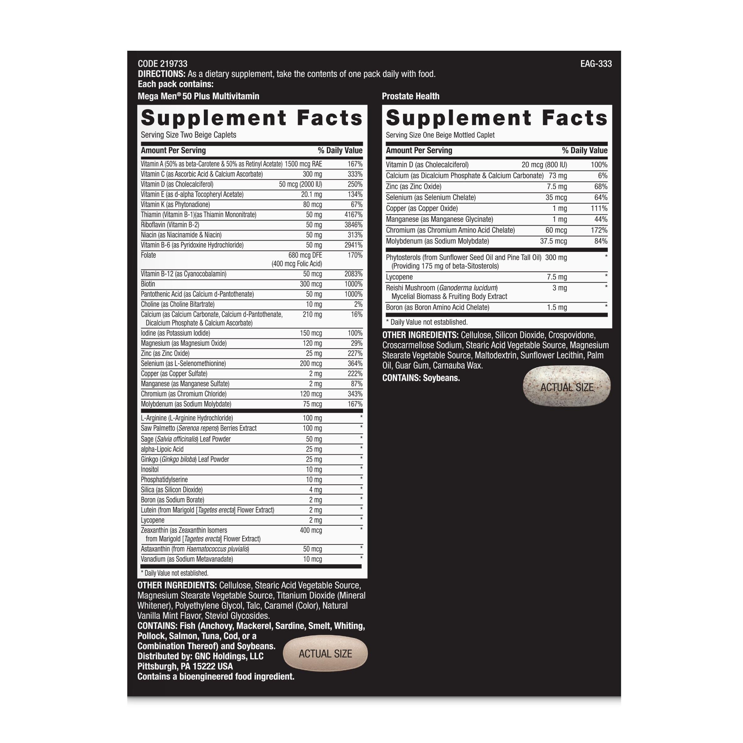 GNC Mega Men 50 Plus Vitapak daily pack shown for easy morning routine.